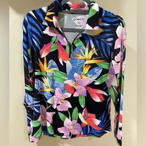 Ladies Ibkul Rio Black Long Sleeve Polo Golf Shirt